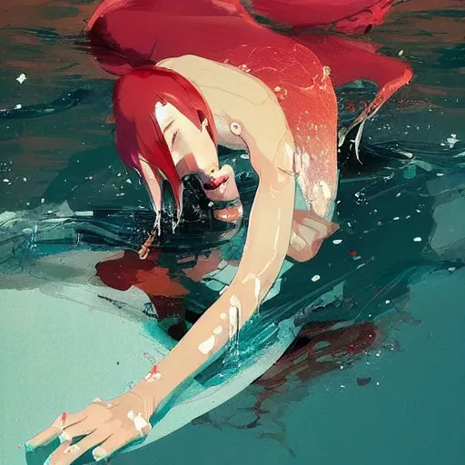 Image similar to a ultradetailed beautiful panting of a woman dipping her toe in water, by conrad roset, greg rutkowski and makoto shinkai, trending on artstation