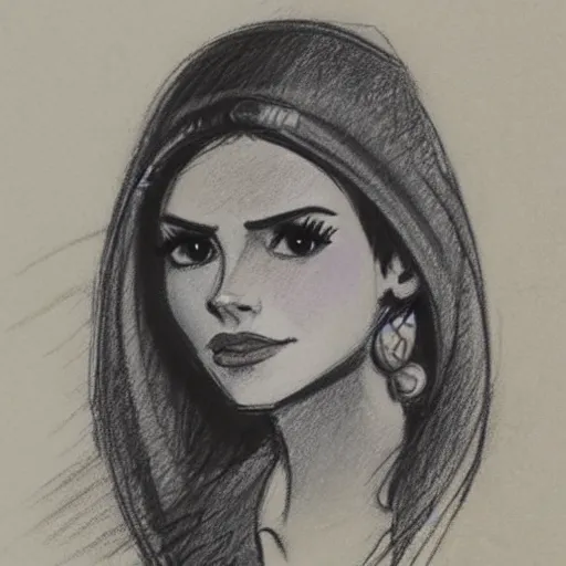 Image similar to milt kahl sketch of victoria justice as princess padme from star wars episode 3