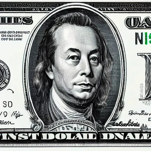 Image similar to Elon musk on the Mars Dollar bill