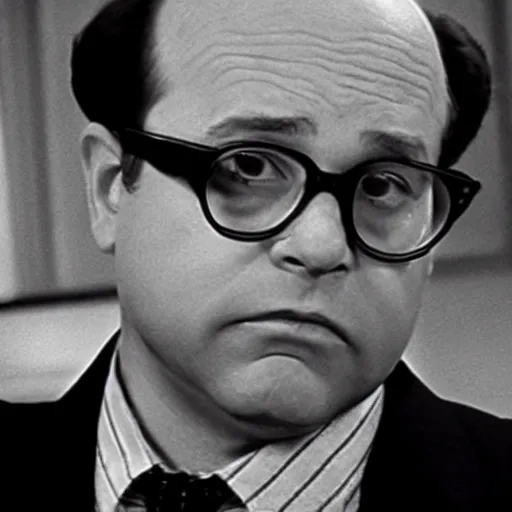 Prompt: George Costanza from Seinfeld as a detective in a Noir Film