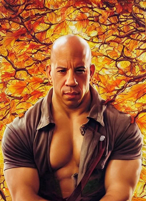Prompt: ultrawide angle colour portrait masterpiece photography of vin diesel covered in maple syrup by annie leibovitz michael cheval miho hirano moebius josh kirb