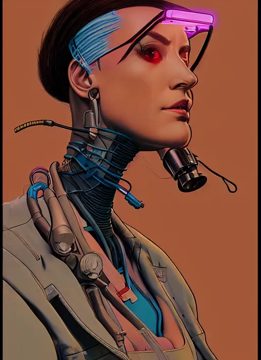 Image similar to cyberpunk surgeon. portrait by mœbius and will eisner and gil elvgren and pixar. realistic proportions. cyberpunk 2 0 7 7, apex, blade runner 2 0 4 9 concept art. cel shading. attractive face. thick lines.