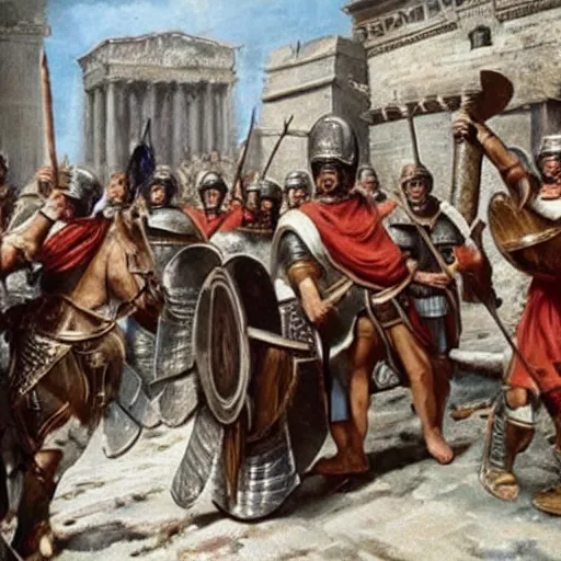 Prompt: roman soldiers celebrating!