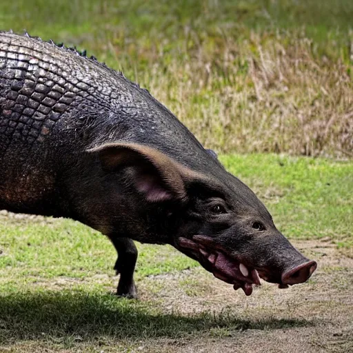 Image similar to photo of a hybrid between a boar and an alligator