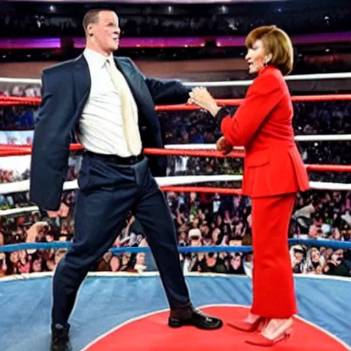 Prompt: john cena body - slamming nancy pelosi