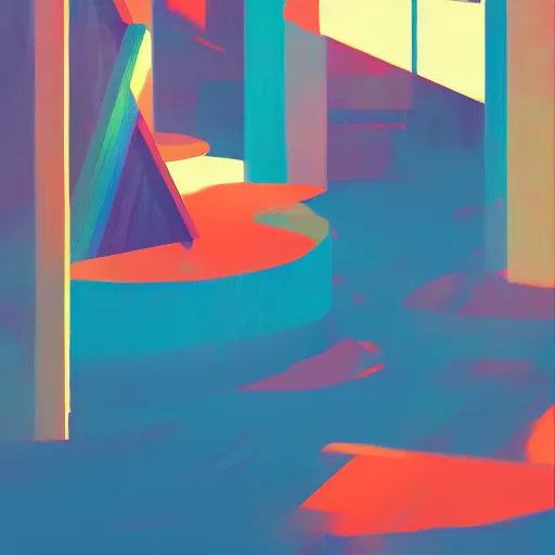 Prompt: 🌈 🛰 abstract by atey ghailan and edward hopper colorful