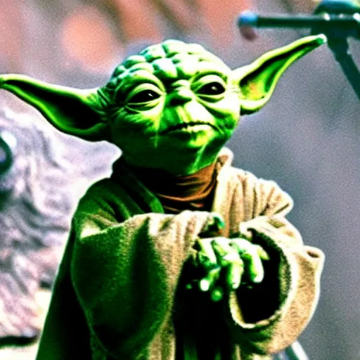 Image similar to yoda performing at woodstock