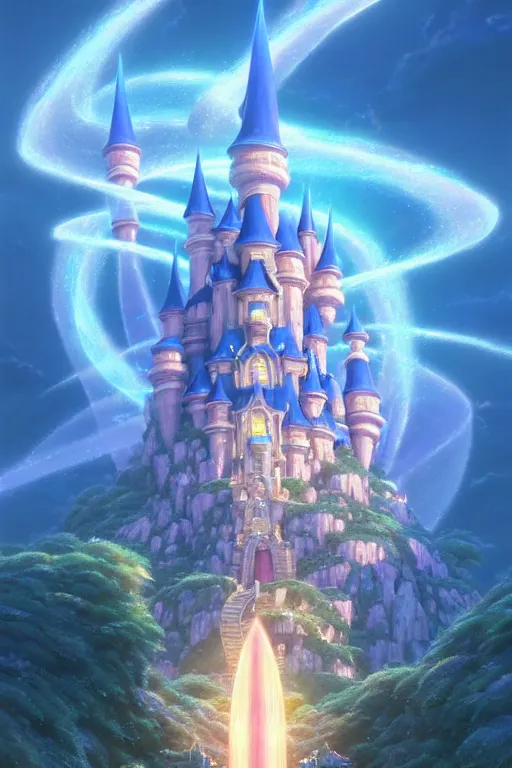 Image similar to ! dream crystal sonic the hedgehog castle, exquisite details, denoised, mid view, by artsation, greg rutkowski, makoto shinkai, takashi takeuchi, studio ghibli