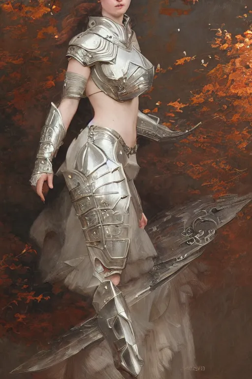 Prompt: full body of a beautiful woman wearing shining armor, fantasy, intricate, elegant, D&D, painted by edgar maxence, artgerm, greg rutkowski, artstation