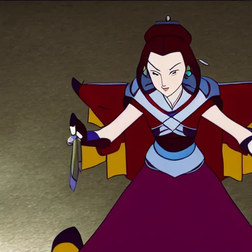 Image similar to cinematic shot of elizabeth you is princess azula