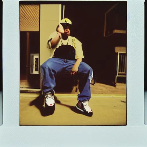 Image similar to Bobby Hill in 90s hip-hop streetwear, 90s polaroid, by Saul Leiter, Jamel Shabazz, Nan Goldin