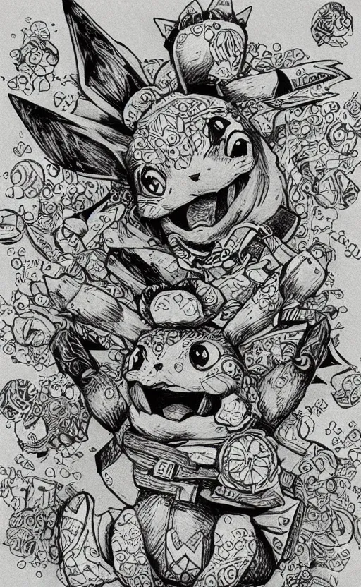 Image similar to amazing detailed intricate pikachu art. hq.