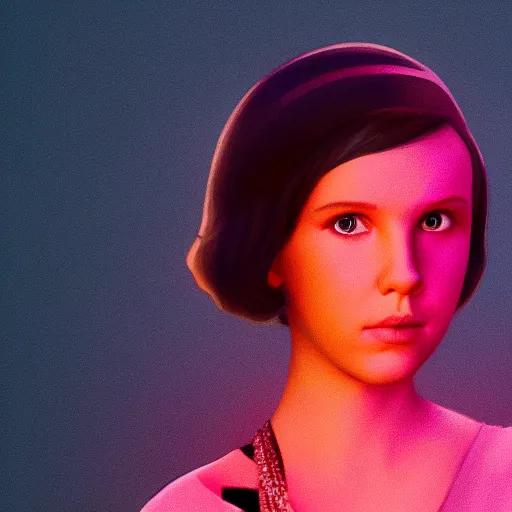 Image similar to Millie Bobby Brown on fire cinematic