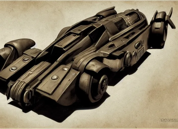 Image similar to dieselpunk batmobile, scifi concept art