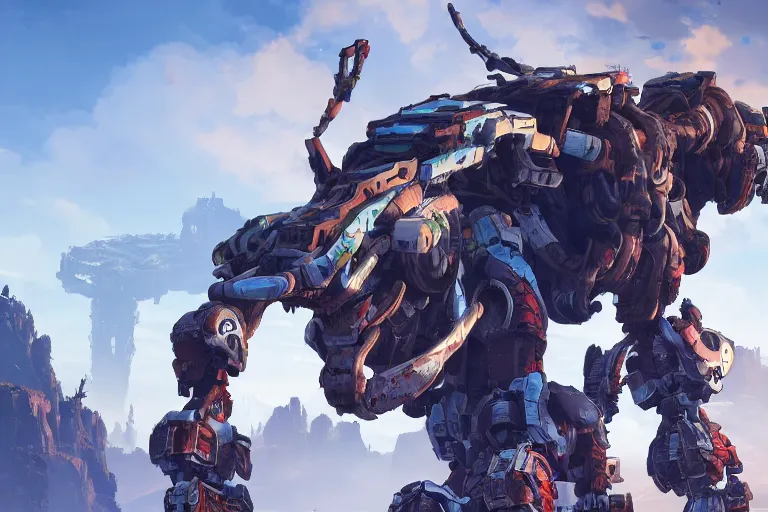 Image similar to burrower machine mecha animal beast robot of horizon forbidden west horizon zero dawn bioluminiscence global illumination ray tracing hdr fanart arstation by sung choi and eric pfeiffer and gabriel garza and casper konefal