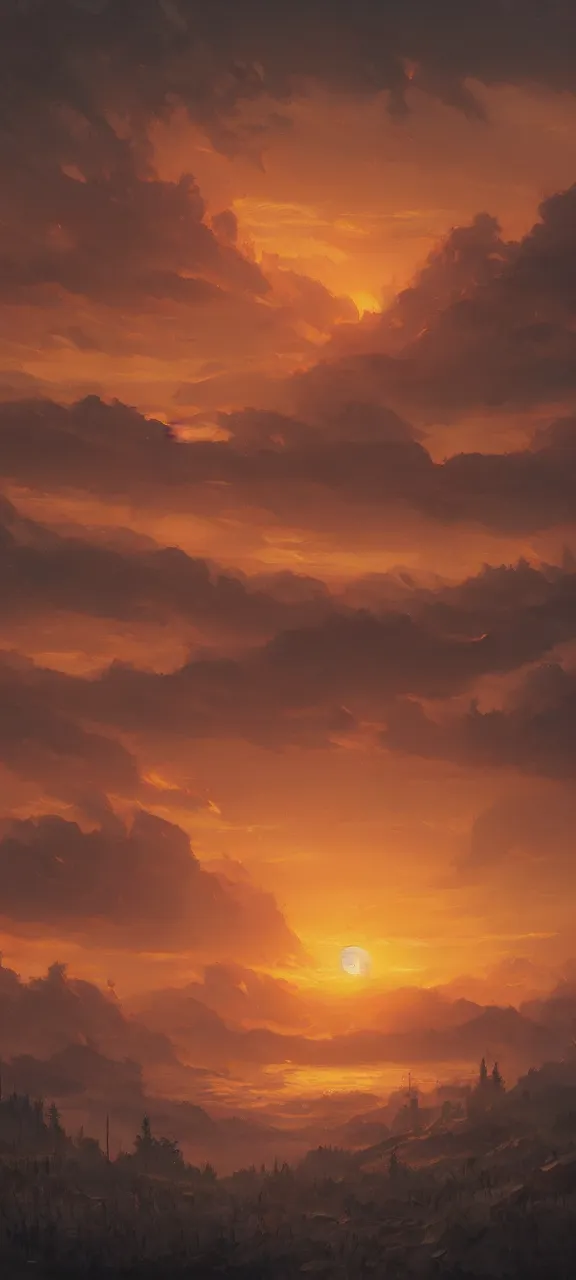 Image similar to A painting of a sunrise trending on artstation in the style of Greg Rutkowski