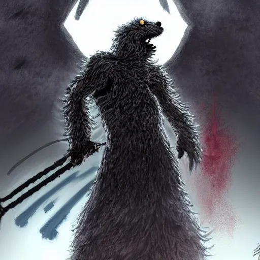 Image similar to portrait of cookie monster as a dark souls boss, fantasy art