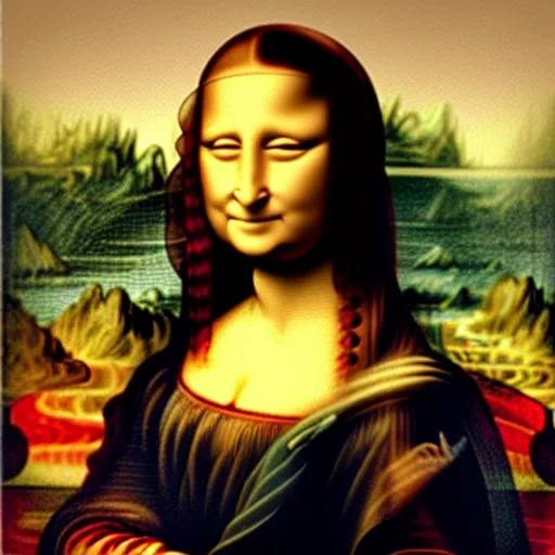Image similar to Mona Lisa with the face of George Bush Jr.