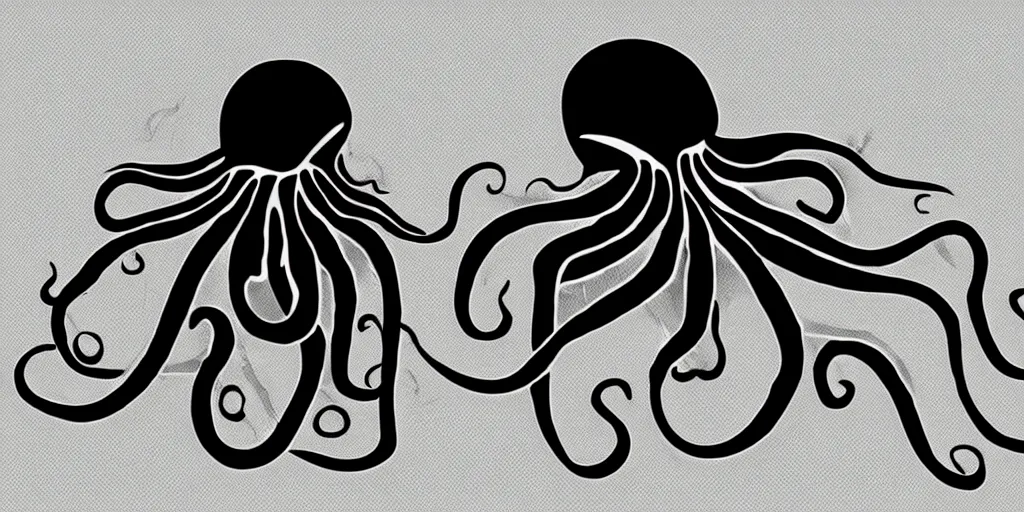 Image similar to intricate black and white logo of an octopus.