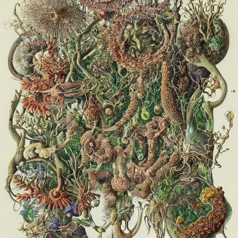 Image similar to hyperrealistic detailed illustration of the natural biological world by ernst haeckel