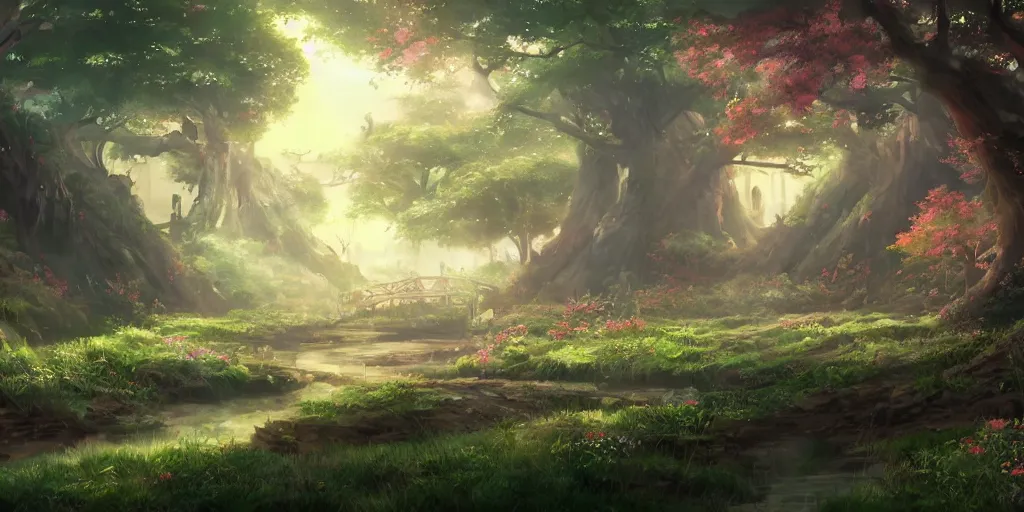 Image similar to a beautiful fantasy scene by yuumei art and ghibli studios