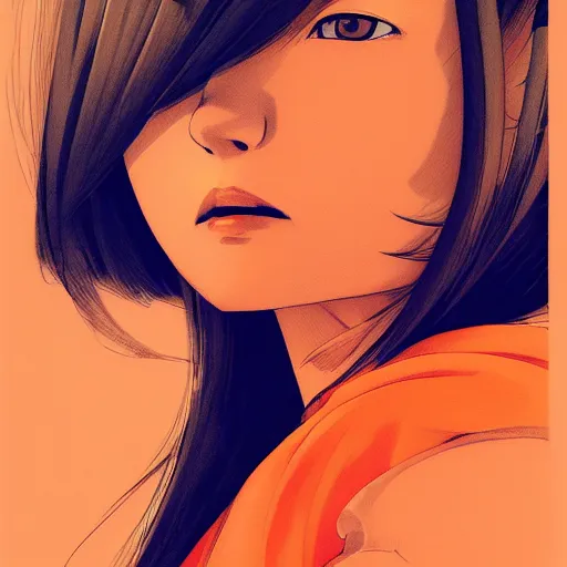 Image similar to manga girl in a orange dress, fine - face, gravure model, realistic shaded perfect face, fine details. anime. realistic shaded lighting poster by ilya kuvshinov katsuhiro otomo ghost - in - the - shell, magali villeneuve, artgerm, jeremy lipkin and michael garmash and rob rey