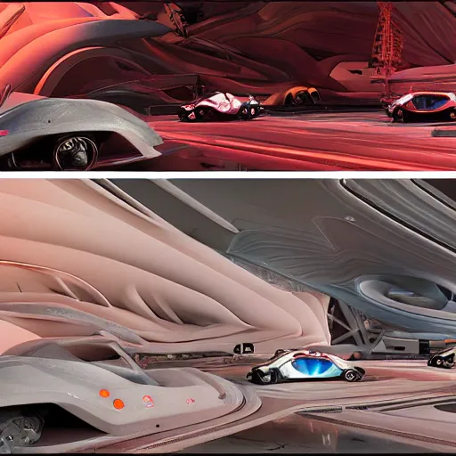 Image similar to sci-fi cars trucks motorcycles 50% of canvas in center and wall near structure on the coronation of napoleon and digital billboard photogrammetry point cloud in the middle and everything in style of zaha hadid and suprematism forms unreal engine 5 keyshot octane artstation trending blade runner 2049 colors lighting ultra high detail ultra photo realistic 8k 16k in plastic dark tilt shift