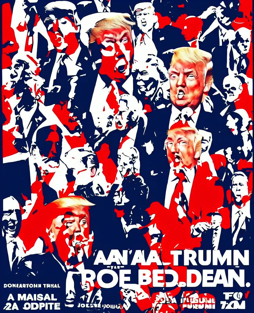 Image similar to a poster of donald trump fighting joe biden, by joe mangrum, trending on deviantart, futurism, movie poster, poster art, 3 2 k uhd, american propaganda, futurism, toyism