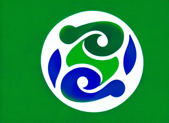 Prompt: A green and blue yin-yang logo