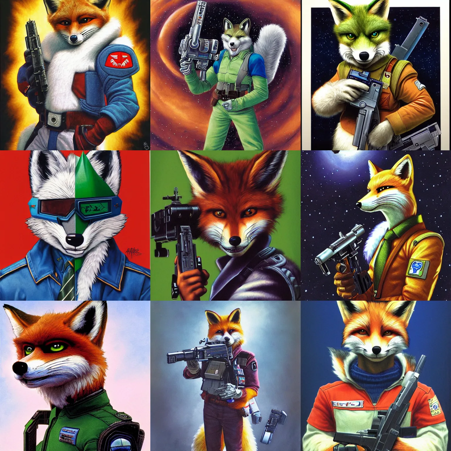 a portrait of fox mccloud holding a blaster, | Stable Diffusion | OpenArt