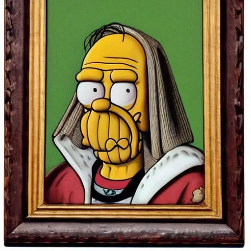 Prompt: home simpson, tudor portrait, highly detailed,