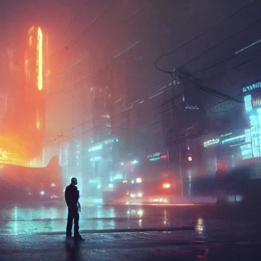 Prompt: lost souls feeding the eternal machine, legendary epic shot, blade runner style, philosophical fiction, low camera angle, dawn, by artgerm, ed repka, cloverfield movie, julie bell, beeple and Greg Rutkowski, airbrush, science fantasy, 50s, concept art, matte painting, Smooth gradients, octane render, 8k, High contrast, duo tone, depth of field, volumetric lightning, very coherent artwork