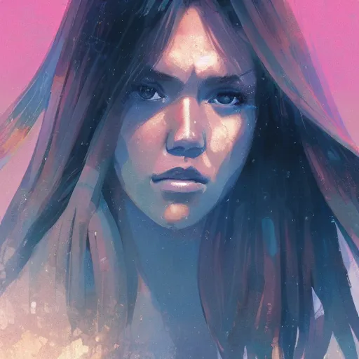Prompt: jessica alba by greg rutkowski, makoto shinkai, takashi takeuchi, studio ghibli, akihiko yoshida, rule of thirds, seductive look, beautiful