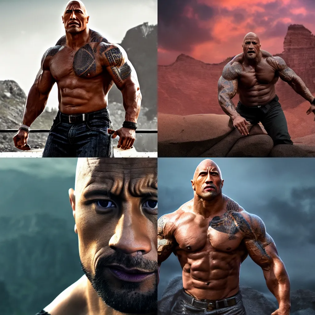 Prompt: A photography of Dwayne Johnson as the GigaChad, 4k, trending on artstation