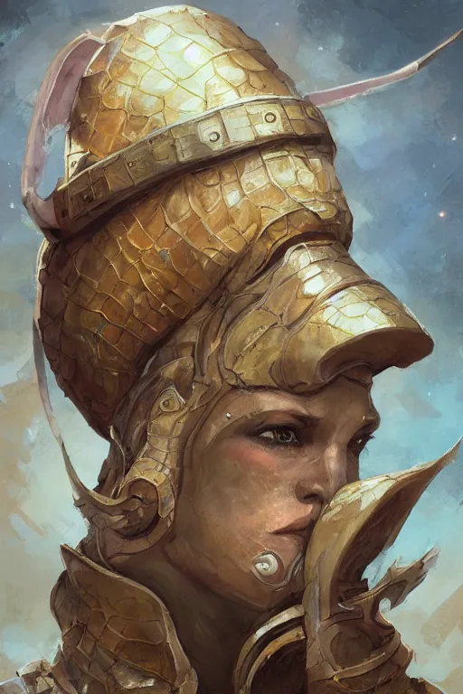 Image similar to portrait of the Plectronoceras cephalopod wizard wearing the epic artifact headgear by artgerm and Craig Mullins, James Jean, Andrey Ryabovichev, Mark Simonetti and Peter Morbacher 16k