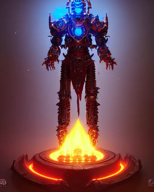 Image similar to diablo action game robot shaman by artgerm, greg rutkowski, cgsociety and beeple highly detailed, sharp focus, cinematic lighting, illustration, art, octane render, unreal engine lumen, very coherent. cinematic, hyper realism, high detail, octane render, 8 k