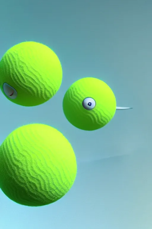 Image similar to tennis ball monsters, studio ghibli, octane render, 4 k