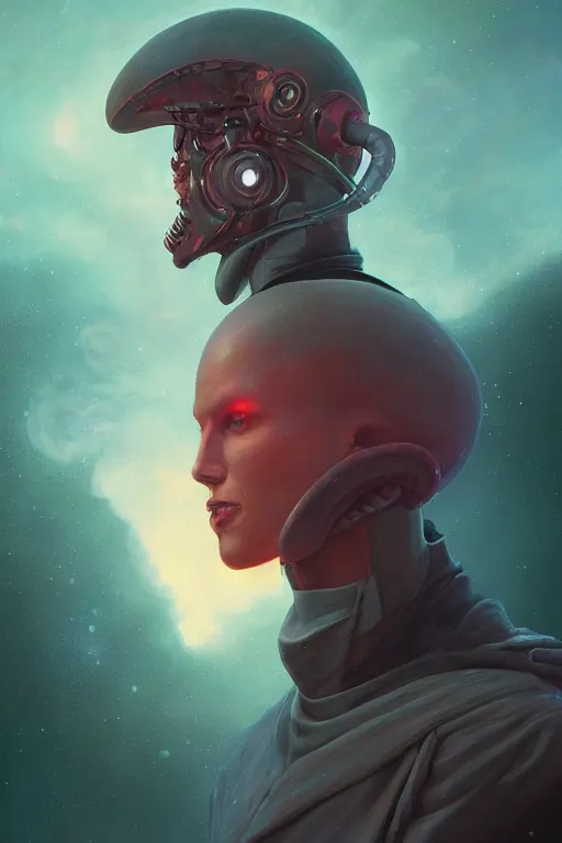 Prompt: digital portrait of an eloquent alien king, straight on, full body character concept art, concept art, by artgerm, tom bagshaw, gerald brom, vaporwave colors, lo fi colors, vaporwave, lo fi, 4 k, hd, rendered with substance designer, small details,