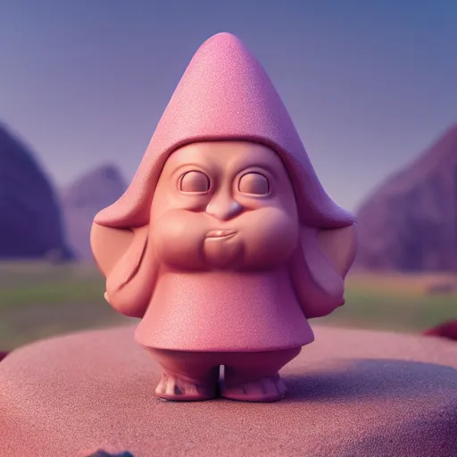 Prompt: a pink majestic gnome, realistic, aesthetic, octane render, 8 k