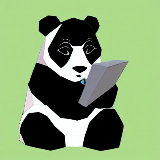 Image similar to a low poly isometric render of a panda, white background