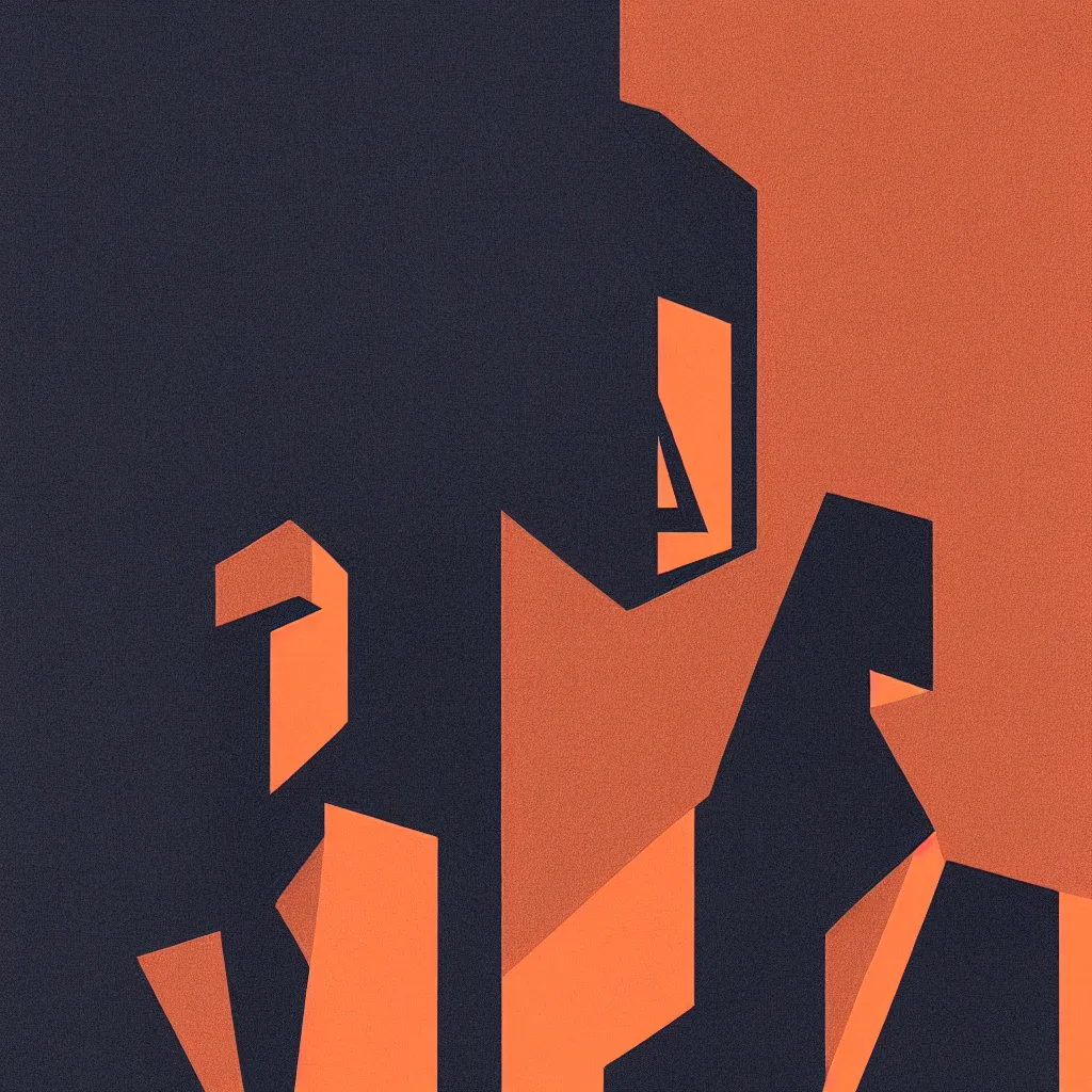 Image similar to structured face, mads berg, karolis strautniekas, film noir, stippled light, dramatic lighting, editorial illustration, detailed, fine texture, matte print, art deco, brutalism, dark blue + dark orange, red, black, ( ( habitat 6 7 background ) )