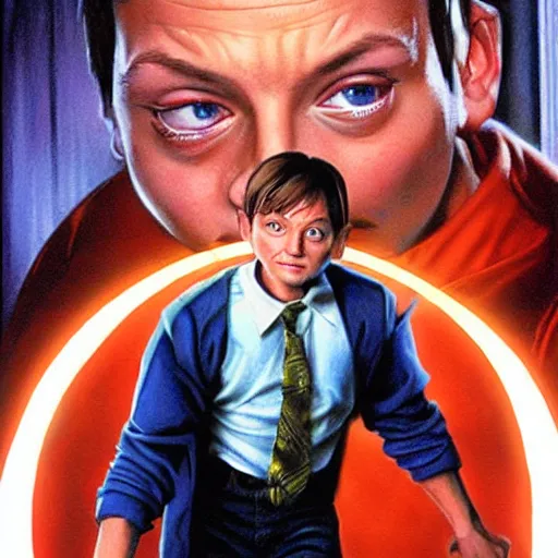 Prompt: toby maguire is a high school bully, airbrush art, drew struzan illustration art, key art, movie poster