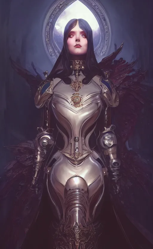 Image similar to Alchemy Imperial Princess knight gothic girl, sci-fi, highly detailed, digital painting, artstation, concept art, smooth, sharp focus, illustration, art by artgerm and greg rutkowski and alphonse mucha, fractal flame, amazing composition, gothic arch frame