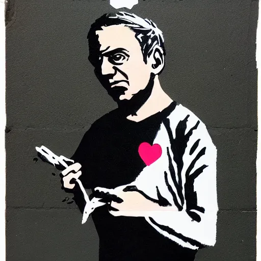 Image similar to banksy self portrait