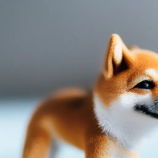 Image similar to close up photo of a tiny shiba inu riding a paper plane, cinematic, shallow dof, 3 5 mm, 4 k, macro