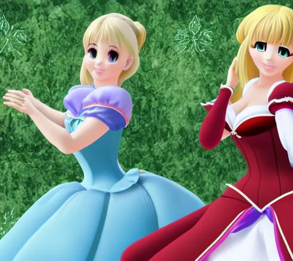 Prompt: Marie Rose from Dead or Alive as a Disney princess, animated movie still.