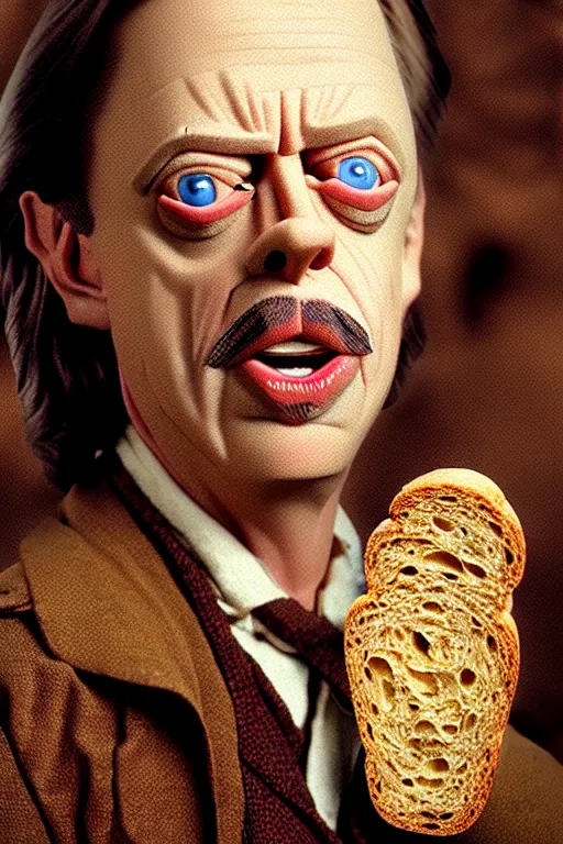 Image similar to film still of steve buscemi made out of bread in lord of the rings, 4 k