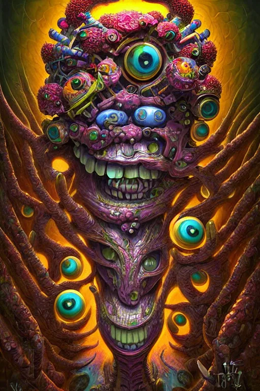 Image similar to hyper - maximalist overdetailed painting by naoto hattori. artstation. deviantart. cgsociety. inspired by beastwreckstuff and jimbo phillips. fantasy infused lowbrow style. hyperdetailed high resolution render by binx. ly in discodiffusion. dreamlike polished render by machine. delusions. sharp focus.