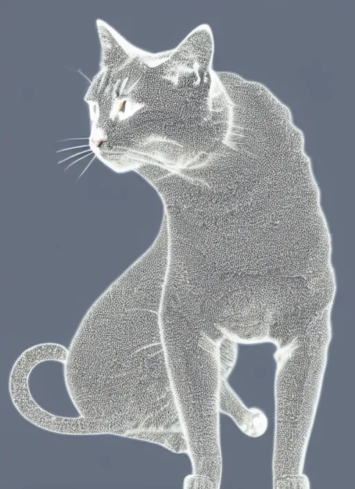 Prompt: a silver fractal cat