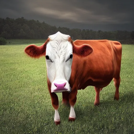 Image similar to cow with cat head , photorealistic photo